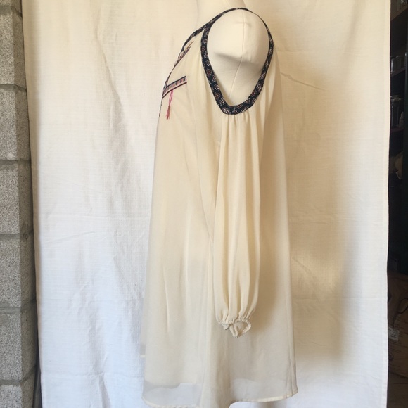 Flying Tomato - open shoulder long sleeve creme tank dress - M - Picture 2 of 4